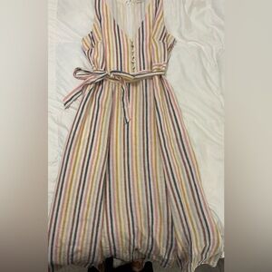 Boden Multicolor Striped Linen Maxi Dress
